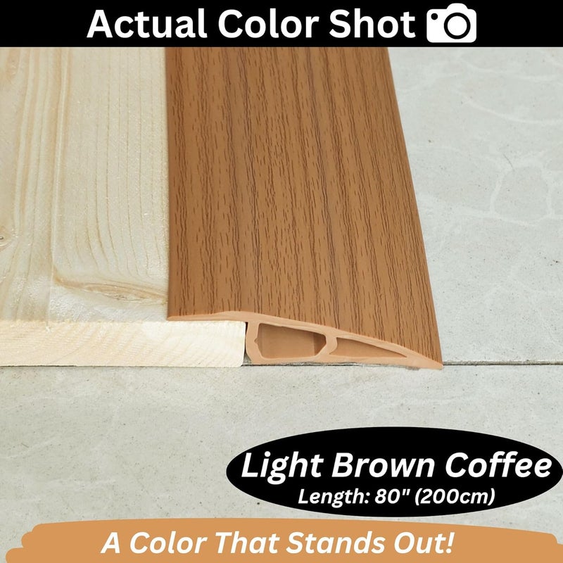 Maxiroc 1/2" to 3/5" Height Threshold Ramp - Rubber Threshold, Floor Transition Strip, Door Strip, Wheelchair Ramp, Carpet to Tile Strip (Light Brown Coffee, 80 inches) - Image 4